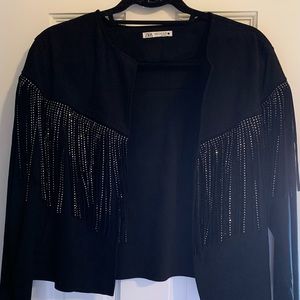 Zara Bejeweled Fringe Velvet Jacket. Perfect for the Fall !!